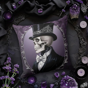 Cojín Decorativo Cameo de cráneo masculino en morado