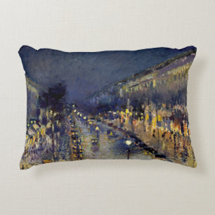 Cojín Decorativo Camille Pissarro - Bulevar Montmartre de noche
