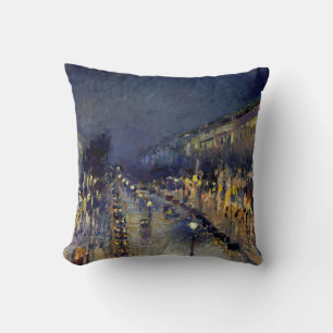 Cojín Decorativo Camille Pissarro - Bulevar Montmartre de Noche