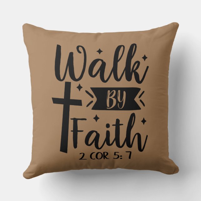 Cojín Decorativo Caminar por Faith 2 Corinthians 5:7 (Reverso )
