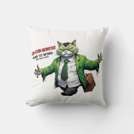 Cojín Decorativo Camino monstruoso al trabajo – Gato Frankenstein