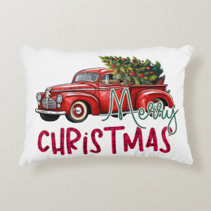 Cojín Decorativo Camión antiguo con árbol de Navidad
