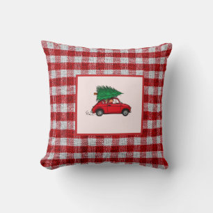 Cojín Decorativo Camión Antiguo Rojo de Navidad