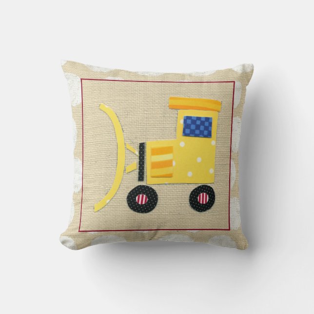 Cojín Decorativo Camión bulldozer de juguete amarillo de Chariklia  (Anverso)