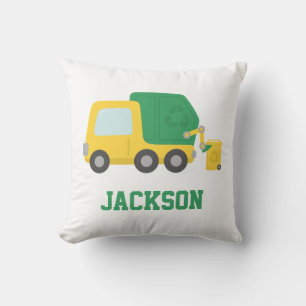 Cojín Decorativo Camión de Basura Amarillo y Verde Decoración para 