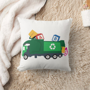 Cojín Decorativo Camión de basura de reciclaje ABC