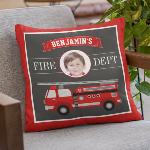 Cojín Decorativo Camión de bomberos Bombero Foto personalizada Nomb