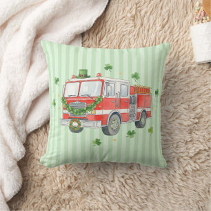 Cojín Decorativo Camión de bomberos del día de San Patricio de bomb