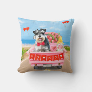 Cojín Decorativo Camión de corazones de Schnauzer día de San Valent