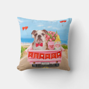 Cojín Decorativo Camión de corazones del día de San Valentín del Bu
