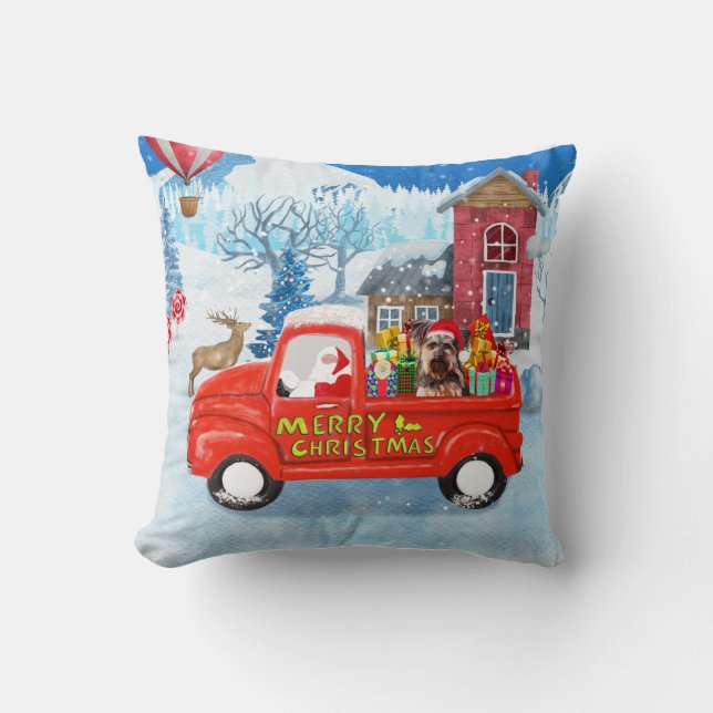 Cojín Decorativo Camión de entrega de Navidades de Perro Terrier de (Anverso)