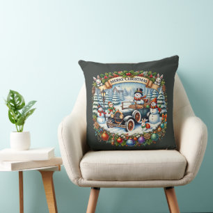 Cojín Decorativo Camión de nieve del país navideño