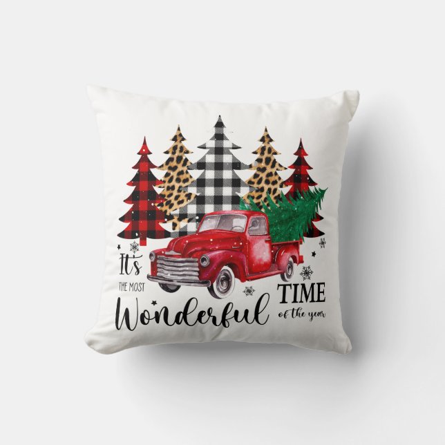 Cojín Decorativo Camión de pequeños Navidades rojos (Anverso)