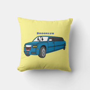 Cojín Decorativo Camión de personalizado limusina azul muy feliz