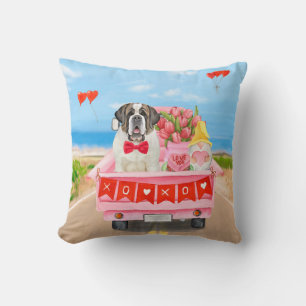 Cojín Decorativo Camión de San Valentín con perro de San Bernardo y