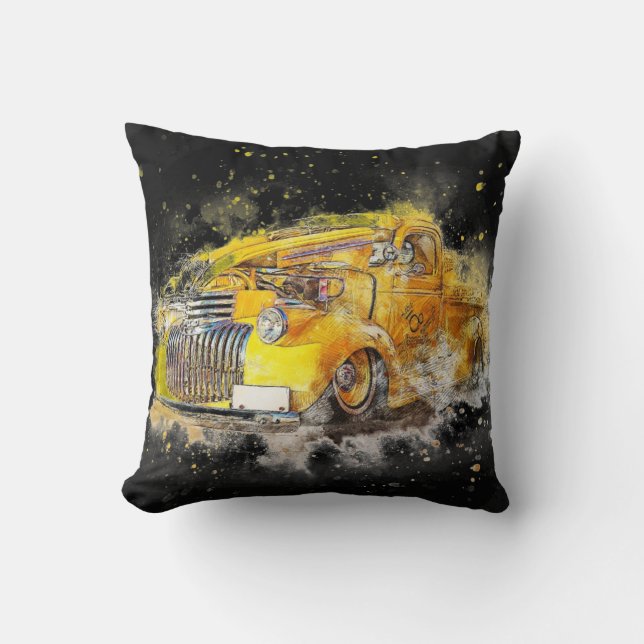 Cojín Decorativo Camión negro y amarillo (Anverso)