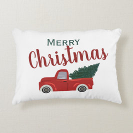 Cojín Decorativo Camión rojo alegre Navidad