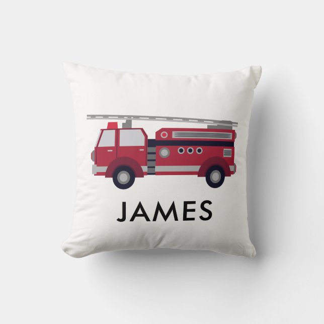 Cojín Decorativo Camión rojo de nombre personalizado (Anverso)