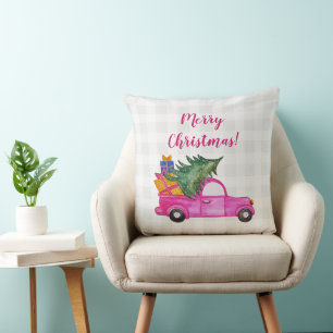 Cojín Decorativo Camión Rosado Con Árbol Y Deseos