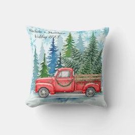 Cojín Decorativo Camión rústico de boda de invierno
