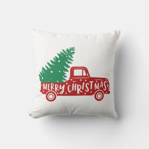 Cojín Decorativo Camión Vintage navideño con árbol de Navidad