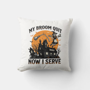 Cojín Decorativo Camisa de camarera de Halloween Escoba Rota Humor_