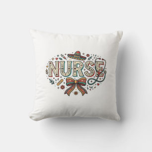 Cojín Decorativo Camisa de diseño de grabado vintage de enfermera f