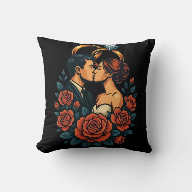 Cojín Decorativo Camisa de manga larga de Boda romántica pareja (Anverso)
