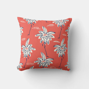 Cojín Decorativo Camisa de playa hawaiana, patrón de palma de doodl