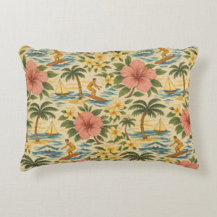 Cojín Decorativo Camisa hawaiana de impresión descolorida de mediad