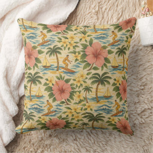 Cojín Decorativo Camisa hawaiana descolorida de mediados de siglo i
