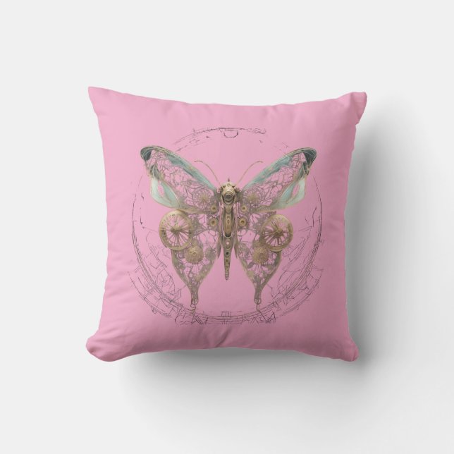 Cojín Decorativo Camisas de mariposa Steampunk (Anverso)