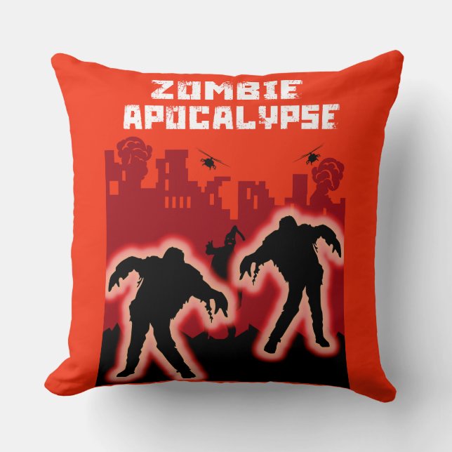 Cojín Decorativo Camisas de niños con apocalipsis zombi (Anverso)