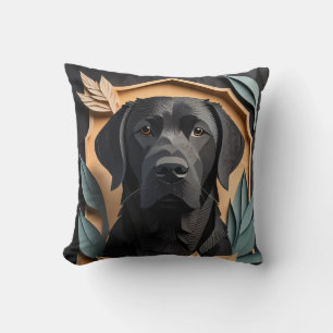 Cojín Decorativo Camiseta 3D de diseño de Labrador negro de papel