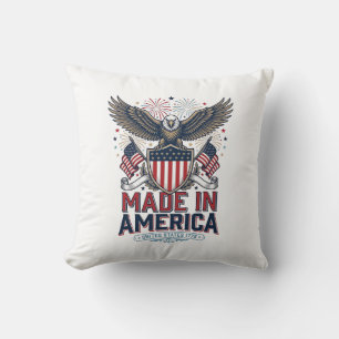 Cojín Decorativo Camiseta Águila Patriótica Hecha en América 4 de J