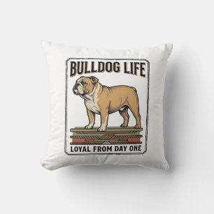 Cojín Decorativo Camiseta Amante del Bulldog Arte de Perro Grabado