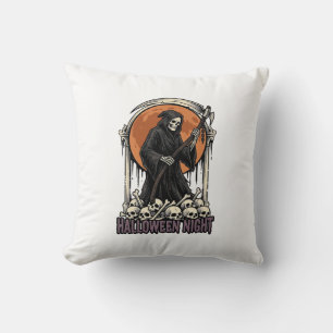 Cojín Decorativo Camiseta blanca con grabado vintage de la Parca de