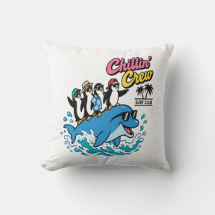 Cojín Decorativo Camiseta Chillin Crew Surf Club Pingüino Delfín