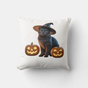 Cojín Decorativo Camiseta clásica de magia de gato negro de Hallowe