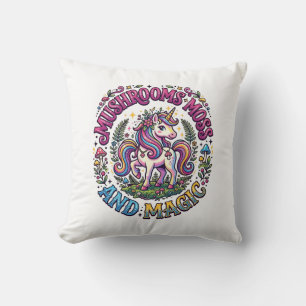 Cojín Decorativo Camiseta comercial de hongos musgo y magia de unic