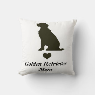 Cojín Decorativo Camiseta corazón silueta de mamá de Golden Retriev