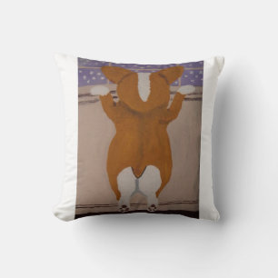 Cojín Decorativo Camiseta Corgi mirando por la ventana