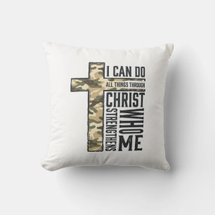 Cojín Decorativo Camiseta Cristiana Cruz de Fe Puedo Hacer Todas la