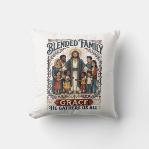 Cojín Decorativo Camiseta cristiana de familia mezclada de Jesús