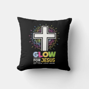 Cojín Decorativo Camiseta Cruz Cristiana Glow for Jesus Cristo Jesú