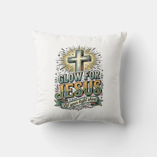 Cojín Decorativo Camiseta Cruz Cristiana Vintage Brilla Para Jesús