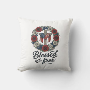 Cojín Decorativo Camiseta Cruz Floral Patriótica Bendita Para Estar