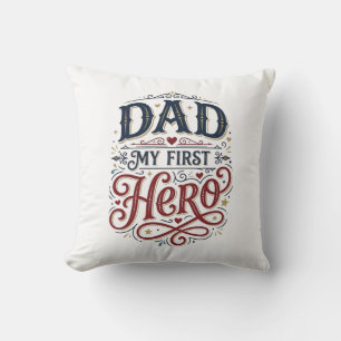Cojín Decorativo Camiseta Dad My First Hero Vintage Typography_1