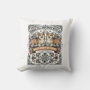 Cojín Decorativo Camiseta de Amante de Corgi Grabado Vintage Diseño