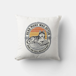 Cojín Decorativo Camiseta de amante de libros de perro Grabado vint